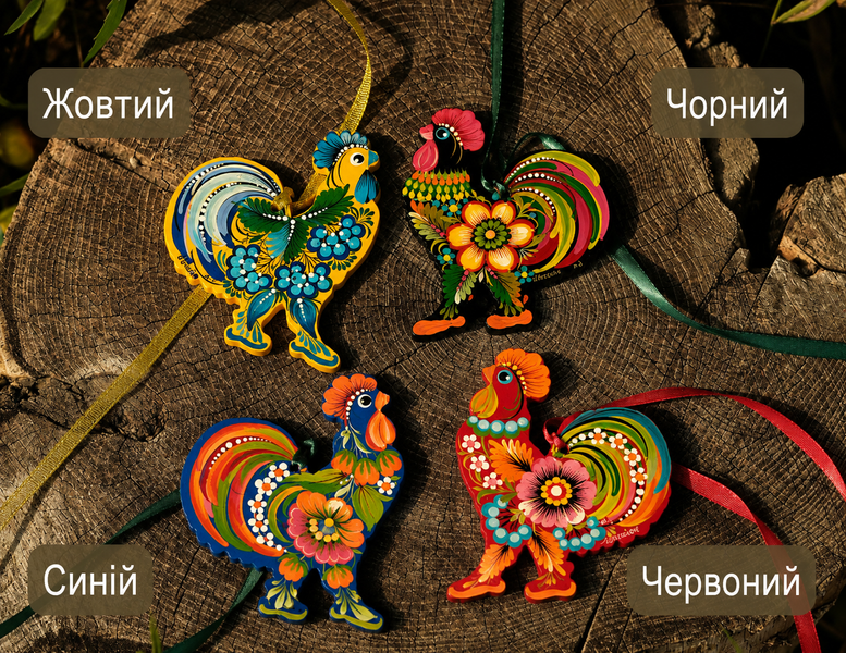 Дерев'яна різдвяна прикраса - півень 18249807 фото